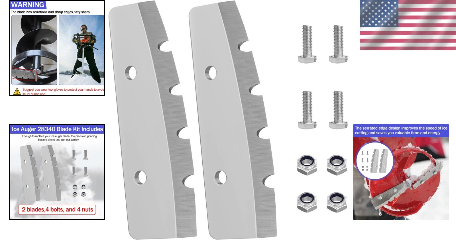 Eskimo 28345 Replacement Ice Auger Blades 10-inch Gray Eskimo