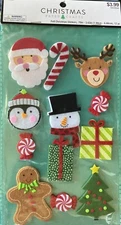 Felt Christmas Stickers. 12 pieces Christmas Paper Crafts .
