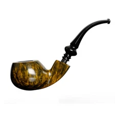 MUXIANG Handmade Briar Tobacco Pipe Wooden Smooth Freehand Pipe 3mm Curved Stem