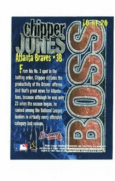Fleer Circa Chipper Jones Insert Boss #10 Atlanta Braves Hof 1997 Foto 2 de 2