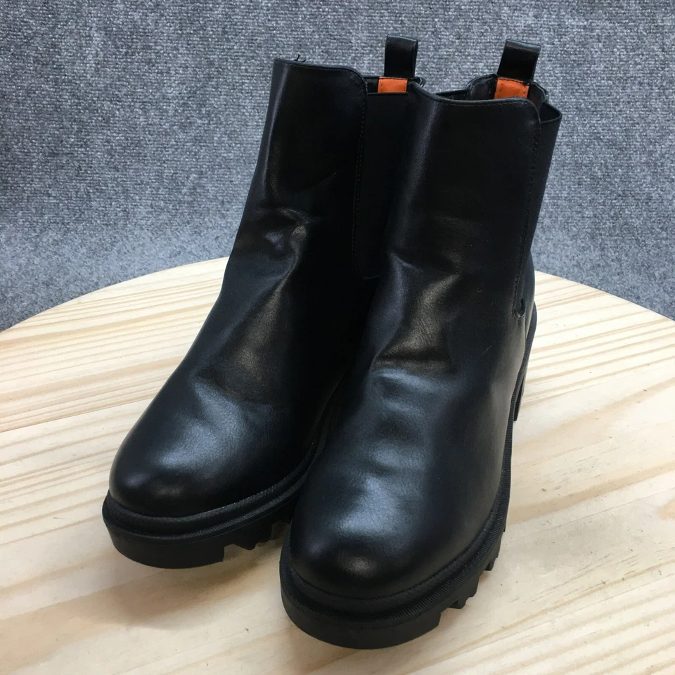 Botas French Connection para mujer 8 Jane botines de plataforma tacón de cuero negro Foto 3 de 4