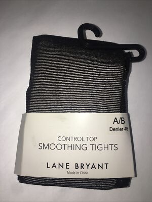 Lane Bryant control top Smoothing Tights A/B Denier 40 black gold metallic NWT