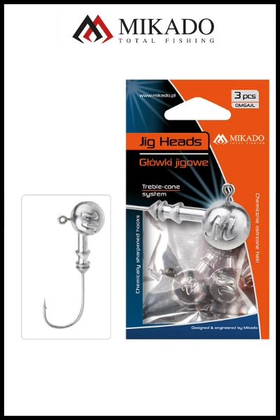 MIKADO LURE FISHING JIG HEAD - ABERDEEN - 7G - 1BN - 3 PIECE SET PIKE PERCH BASS