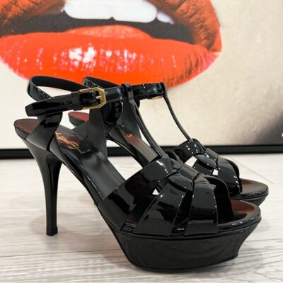 Saint Laurent Tribute 100mm Patent Leather Sandals EU:36 UK