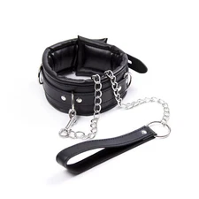 Gothic Leather Collars Choker with Chain Detachable Leash Rope Small Pet Collar
