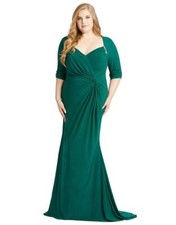 Mac Duggal 77537 JEWEL DETAILED JERSEY EVENING GOWN (PLUS) Sz 14W Deep Green