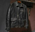 Mens Vintage Motorcycle Cafe Racer Distressed Black Biker Real Leather Jacket