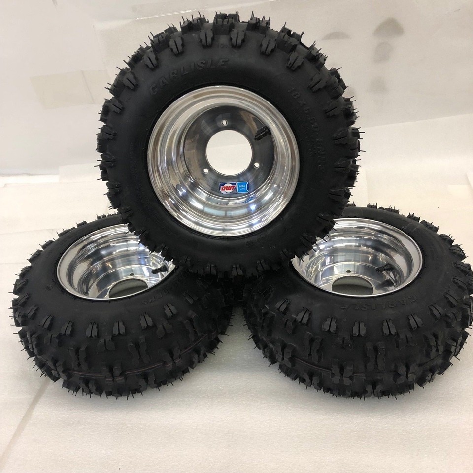 Honda ATC 70 DWT Polished Aluminum Front and Rear Wheels Rims Snow Hog ...