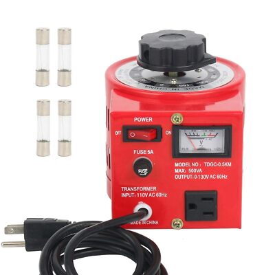 YaeCCC 5Amp Variac Variable Transformer AC Auto Voltage Regulator 500VA 0-130V