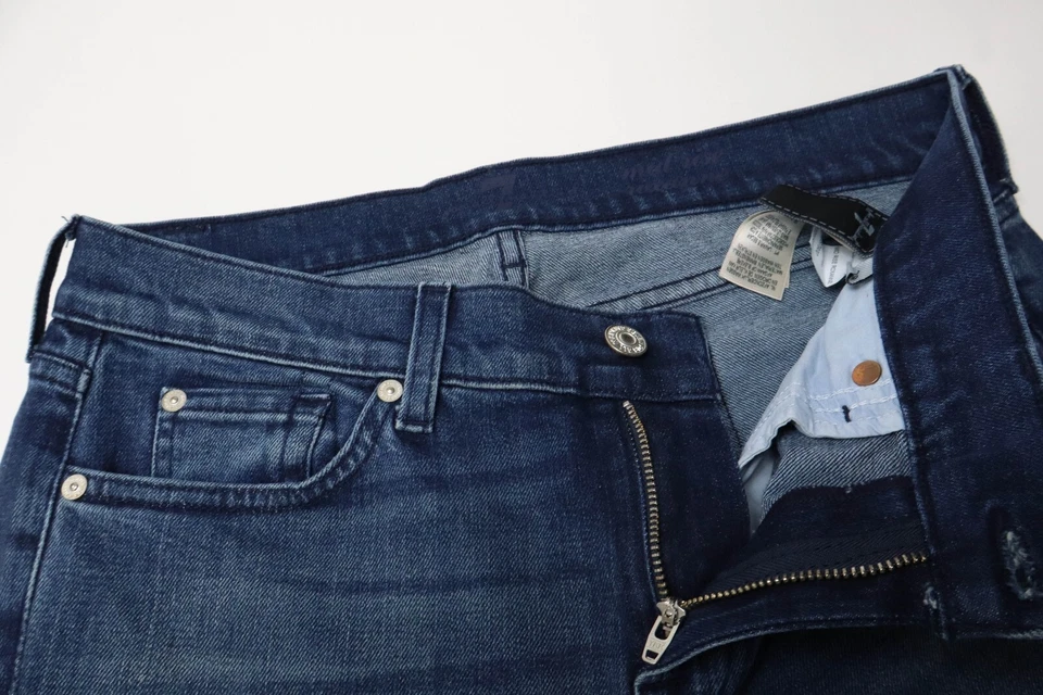 7 For All Mankind Mid Rise Roxanne Dark Indigo Mujeres Jeans W29 Delgado Azul - Imagen 4 de 4