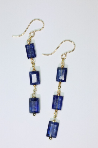 Boucles D'oreilles Gold Filled Avec Aigue-marine Naturelle Et Tanzanite - ROSEMIMOSA, Neuves