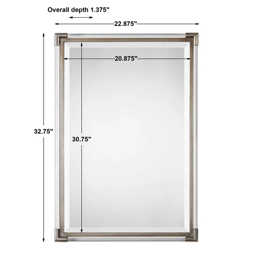 UTTERMOST 9199 MACKAI METAL METALLIC SILVER LEAF MIRROR WITH CLEAR ACRYLIC RODS - Picture 4 of 4