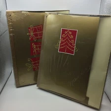 2 Packs Plus Mark Santa's Workbench 14 Gold Cards Envelopes Christmas Tree Gift