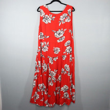 Free People Midi Dress Size M Rita Tiered Flowy Red Floral Print Scoop Open Back