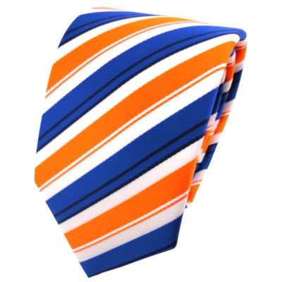 schöne TigerTie Krawatte in orange blau schwarz weiß gestreift - Binder Tie