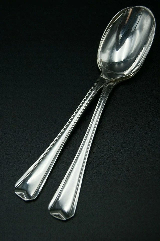 CHRISTOFLE CHEVRON - 6 CUCHARAS DE CENA CHAPADAS EN PLATA BRILLO ART DECO - AÑOS 30 FRANCIA Foto 4 de 4