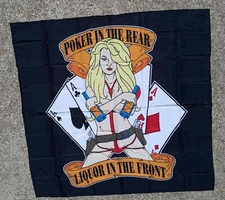 Poker In The Rear Liquor In the Front Wall Banner -Tapestry 45"x45" Bar Man Cave