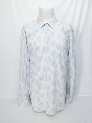 Express White Blue Pen Scroll Striped 