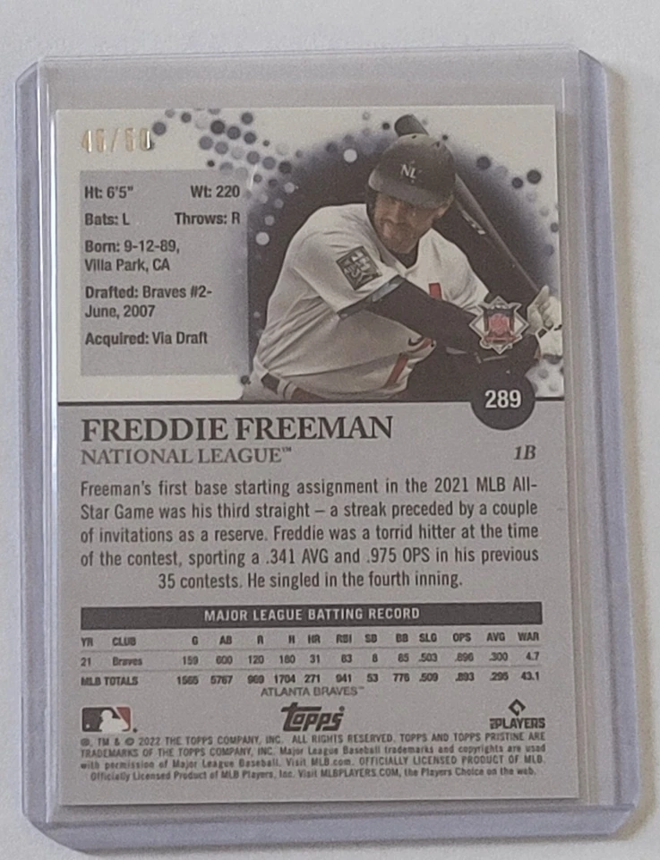 FREDDIE FREEMAN 2022 TOPPS Pristine Gold #45/50 - Image 2 of 2