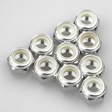 10PCS ALIENTAC Aluminum M5 Silver Nylon Hex Insert Self-Lock Nuts