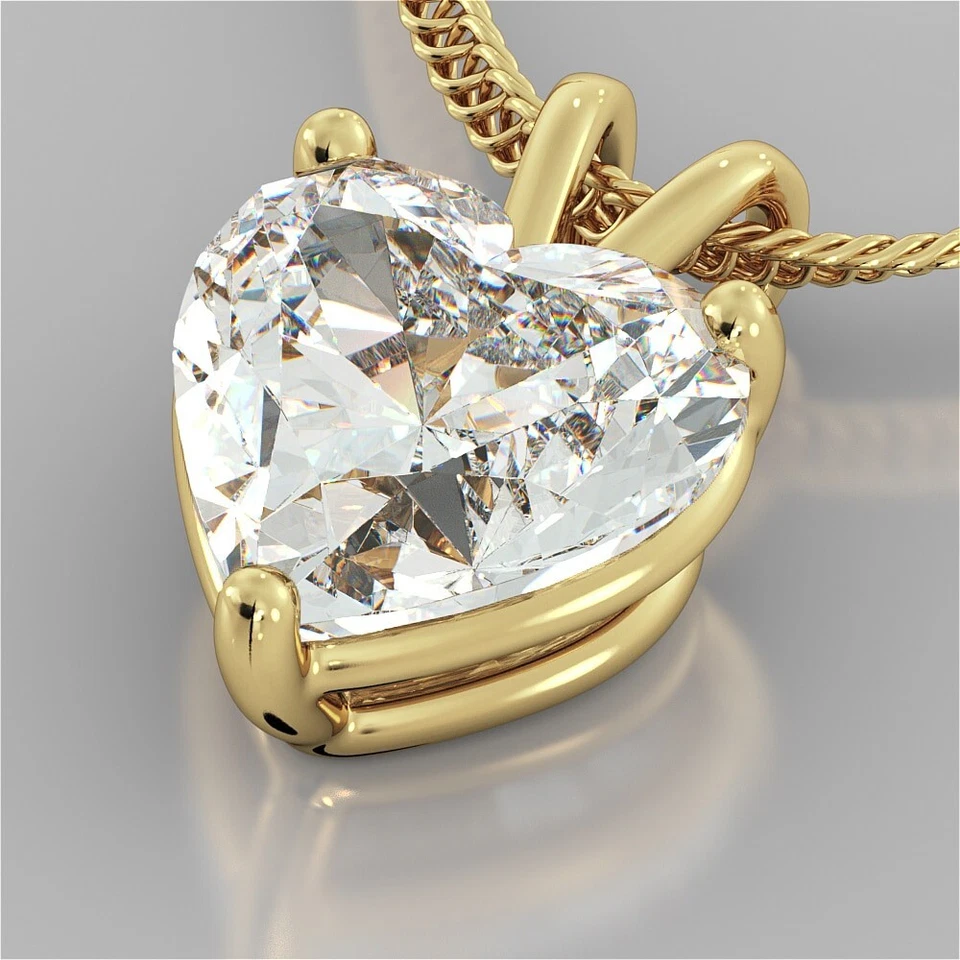 4.00 Ct Heart Cut Real Moissanite D/VVS1 Engagement Pendant 14K Real Yellow Gold - Image 2 of 4