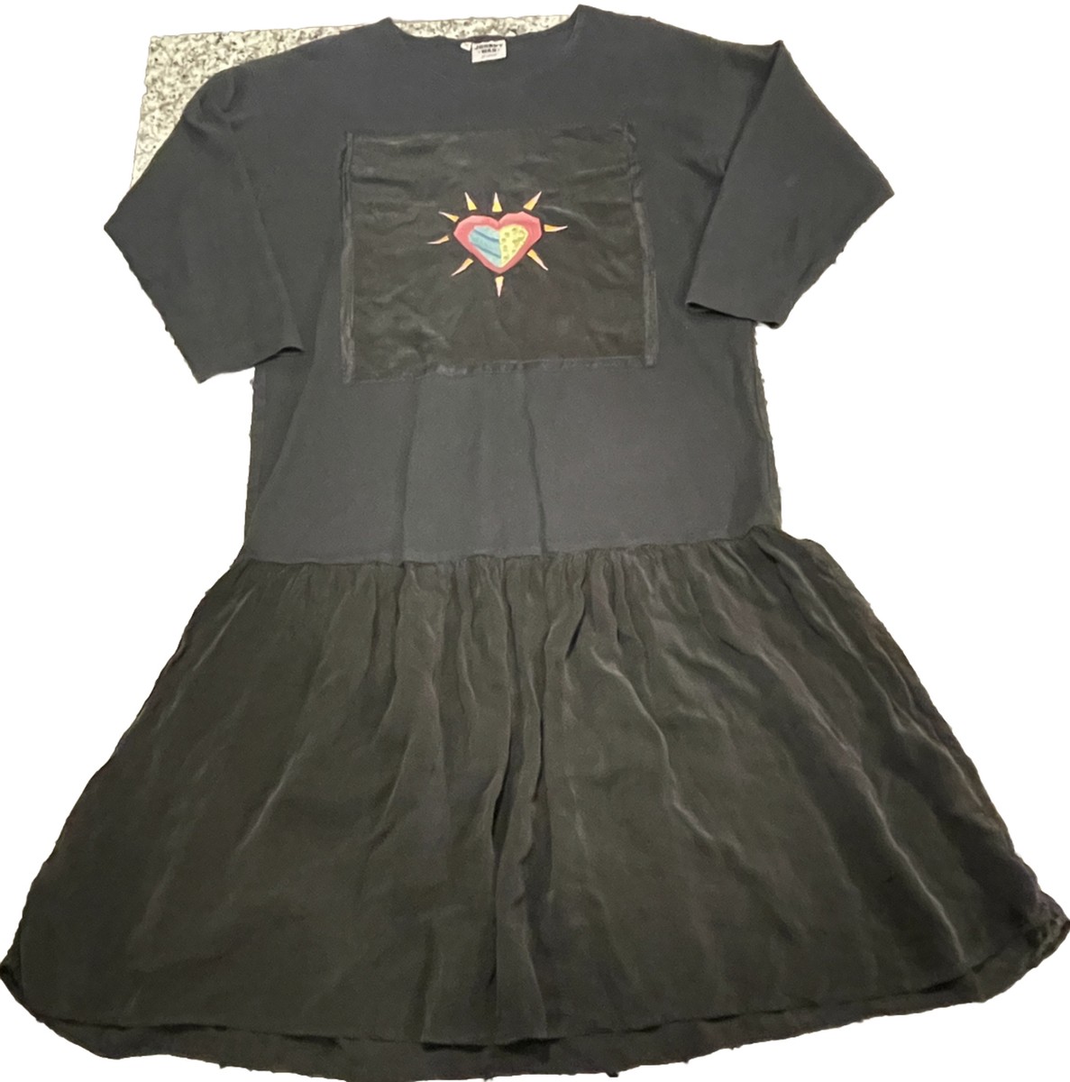 johnny was t shirt dress Vintage Johnny Was Black Long T-Shirt Shirt Dress