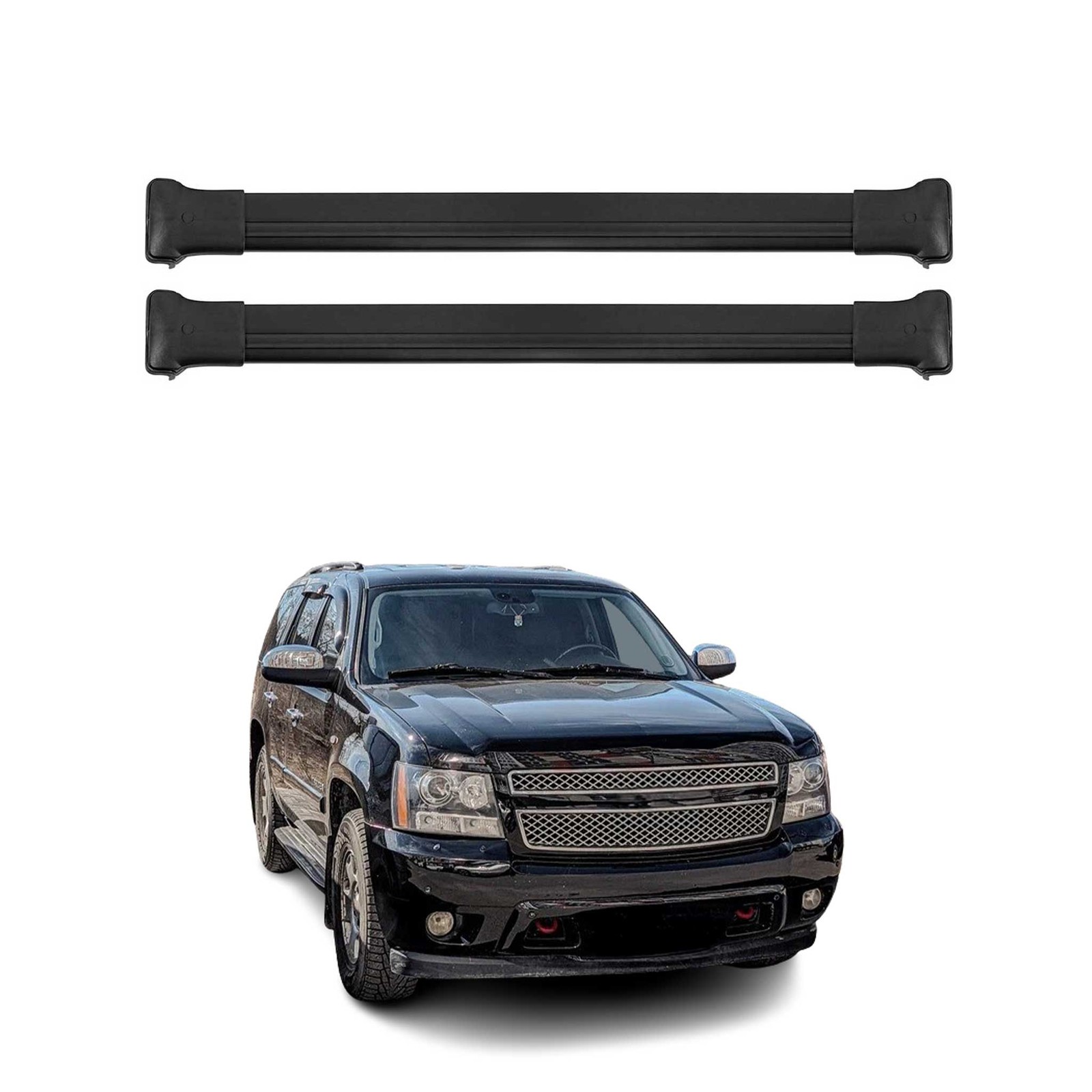 Barres de toit alu noir pour Chevrolet Tahoe voyage en famille