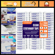 24 Rolls Crystal Clear Tape Refills, 3/4" x 1000", Bulk Transparent Office Tape