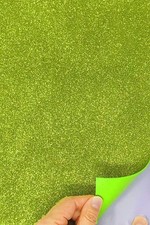 Allgala 12-Pack Glitter EVA Foam Sheets, 8x12" Lime Self-Adhesive Craft Paper