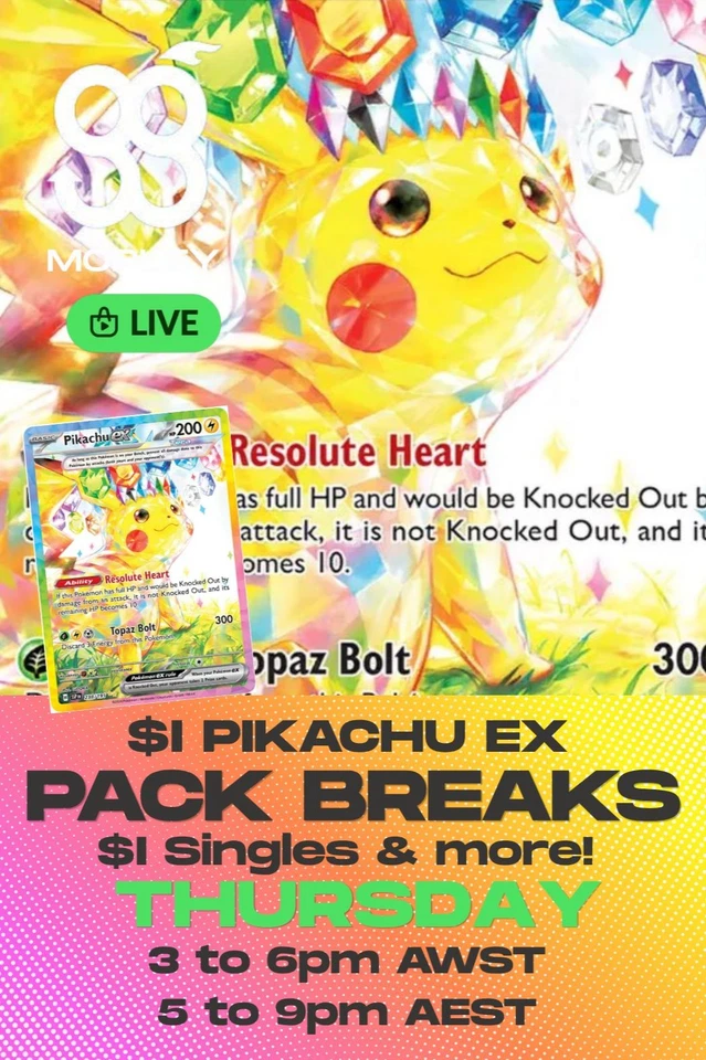 $1 Pikachu ex + $1 Singles & Pack Breaks!