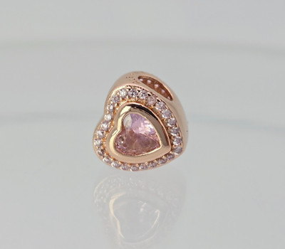 Authentic Pandora Rose Gold  Mixed Stone Sparkling Levelled Heart cz Charm