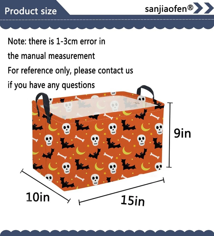 Прямоугольная детская корзина, корзина для Хэллоуина. Милые корзины для декора комнаты, корзина для бит - Изображение 2 из 4