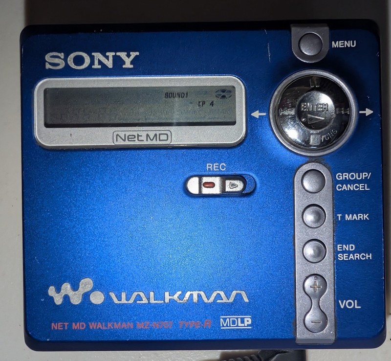 Sony Walkman MZ-N707 Net MD MDLP MiniDisc Recorder Blue USB Optical Out