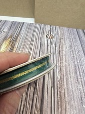 Stampin' UP SHADED SPRUCE/GOLD STRIPED RIBBON TRIM 10 YARDS 3/8 INCH NEW ROLL