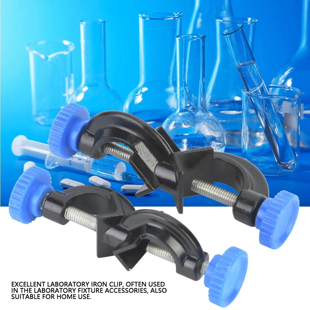 Lab Stand Clamp Holder Sturdy Cross Clip For Lab Aluminum Black 2 Pcs