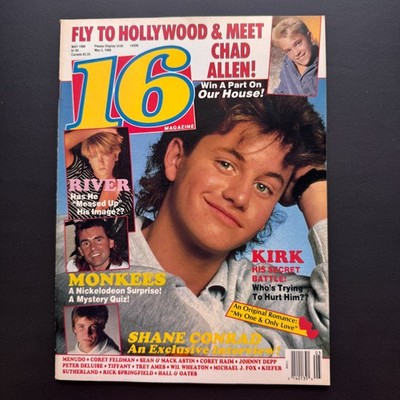 16 Magazine May 1988 - Kirk, Corey, Kiefer, Menudo, Tiffany, River, Depp Mint