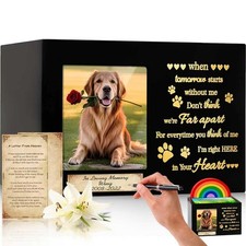 Waterproof Wooden Memorial Pet Keepsake Urn,Crafted Pet Urns for Dog or Cat,P...