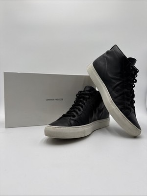 Common Projects Original Achilles Mid Sneakers In Black Leather Size 43 EU US 10