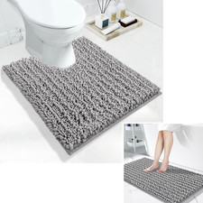Luxury Shaggy U-Shaped Toilet Rug, Soft Comfortable Contour Mat for Bathroom Flo