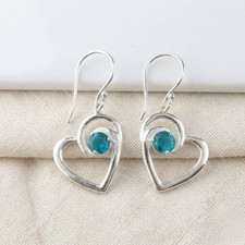 Apatite Gemstone 925 Sterling Silver Women Designer Earrings 1.5