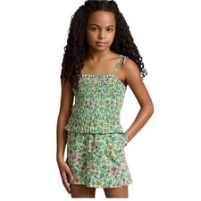 NWT Polo Ralph Lauren Girls Floral Smocked Shorts Romper Summer Classic Preppy