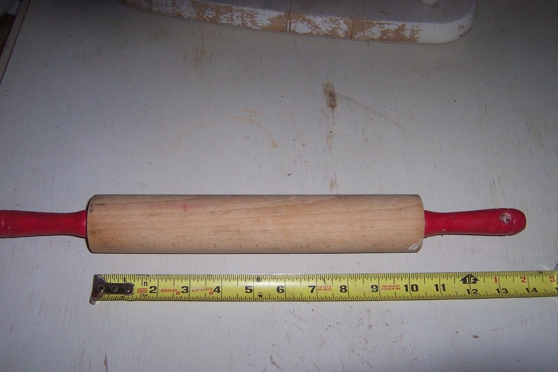 Vintage Red Handle Rolling Pin for Kitchen Cooking or Decotation
