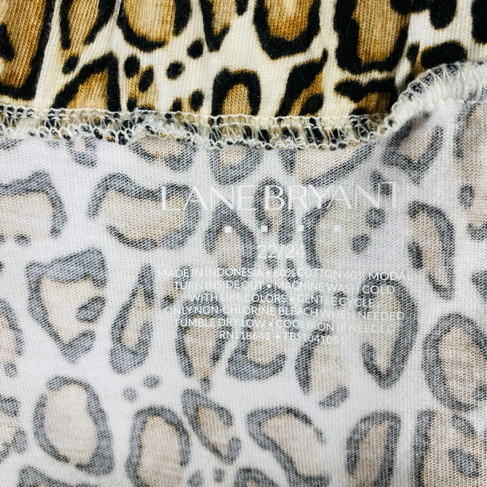 Top Cami Lane Bryant Talla Grande 22 24 Estampado Animal Leopardo Volantes en Niveles Foto 4 de 4