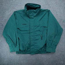 Vintage Columbia Men Green Waterproof Rain Jacket Packable Outdoor XLarge