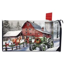 Briarwood Lane Snowy Christmas on the Farm Mailbox Cover