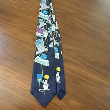 A. Rogers Mouse Character Print Necktie, Blue Multicolor
