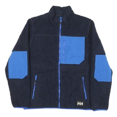 HELLY HANSEN Mens Navy Blue Zip Jacket L Cotton Blend Contrast Pockets
