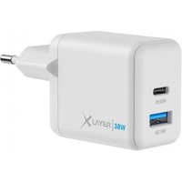 Xlayer Powercharger 38W USB-C Netzteil Weiß Kompakt LadegeräT Netzadapter Dual