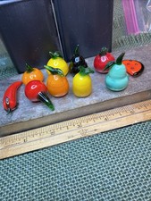 10 Vintage Murano Style Blown Glass Vegetables And Fruits