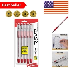 Ergonomic RSVP Ballpoint Pens 0.7mm, Red Ink - 5 Count for Effortless Writing